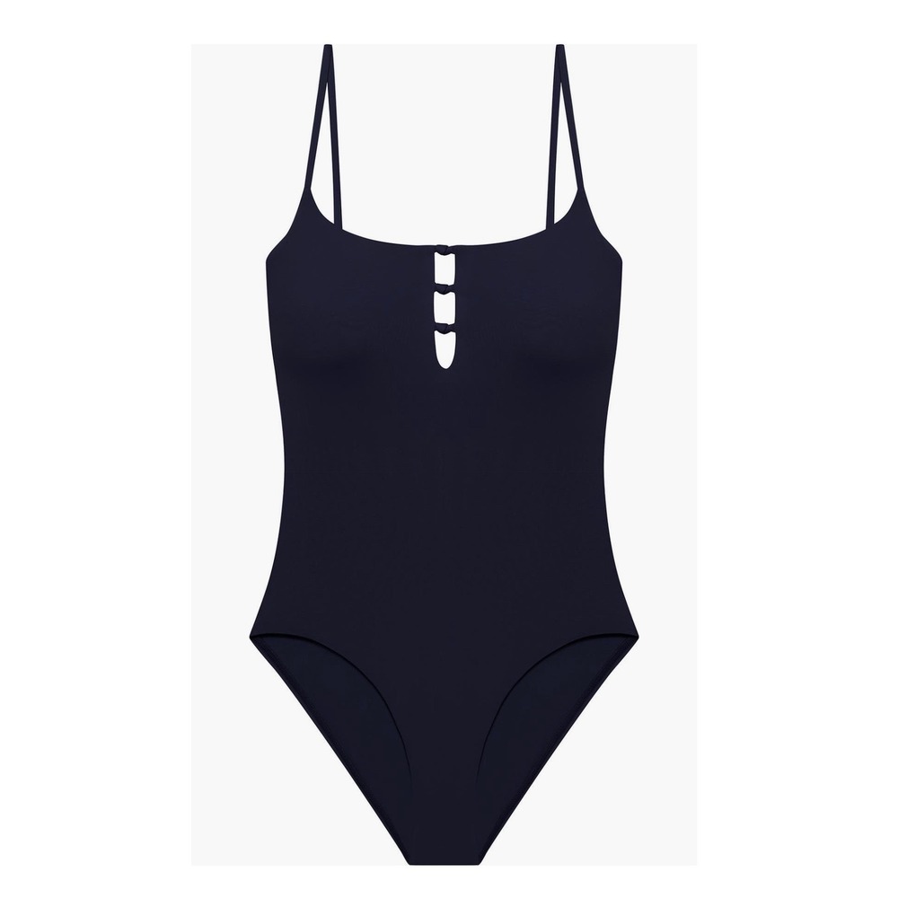 New Lauren Ralph Lauren Navy Blue Keyhole Knot One Piece Swimsuit Size 6 - Picture 3 of 12